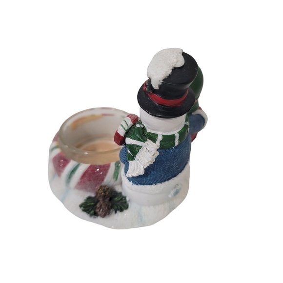 Vintage Yankee Candle Snowman Couple Tea Light Holder 1207691 Fair Christmas - Picture 4 of 5